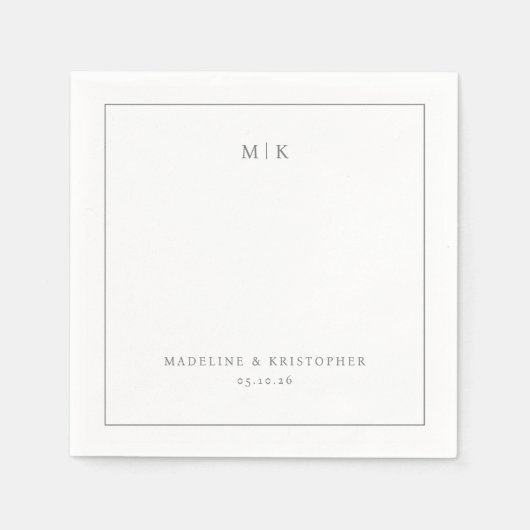 Elegant Black Minimalist Typographic スタンダードカクテルナプキン (正面)