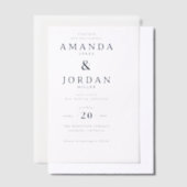 Elegant Black Minimalist Wedding ベラム紙招待状 (オフセット)