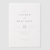 Elegant Black Minimalist Wedding ベラム紙招待状 (正面)