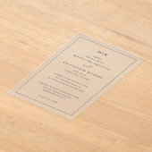 Elegant Black Minimalist Wedding Invitation アクリル招待状 (レイダウン)
