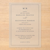 Elegant Black Minimalist Wedding Invitation アクリル招待状 (正面)
