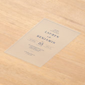 Elegant Black Minimalist Wedding Invitation アクリル招待状 (レイダウン)