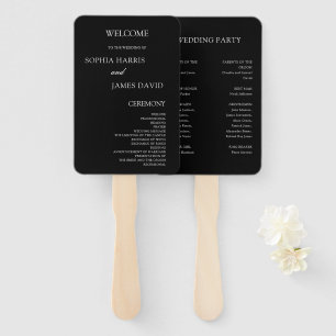 Elegant Black Minimalist Wedding Programs ハンドファン