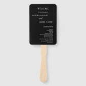 Elegant Black Minimalist Wedding Programs ハンドファン (正面)