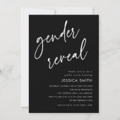 Elegant Black Modern Script Gender Reveal Party 招待状 (正面)