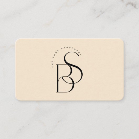 Elegant Black Monogram Initial Script Champagne 名刺 (正面)