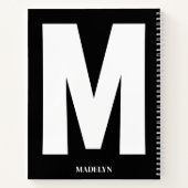 Elegant Black Monogram Name Minimalist modern ノートブック (裏面)