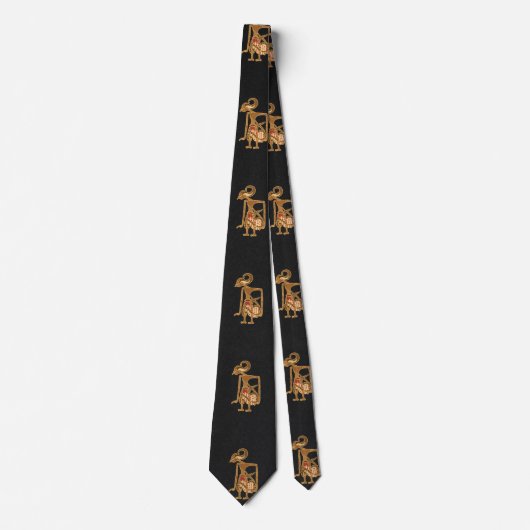 Elegant Black Neck Tie with Arjuna Image ネクタイ (正面)