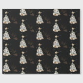Elegant Black New Year Frosted Tree pine ラッピングペーパー (フラット)