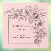 Elegant Black on Pink Floral Frame Salon Boutique  ウィンドウサイン (シート3)