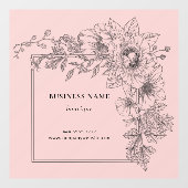 Elegant Black on Pink Floral Frame Salon Boutique  ウィンドウサイン (シート)