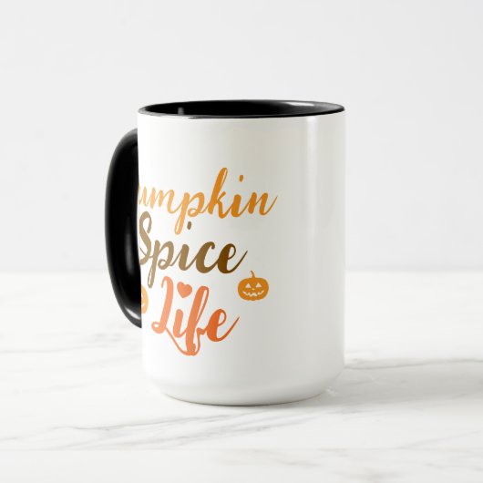 Elegant black &orang pumpkin Spice Life  Mug マグカップ (正面左)