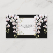 Elegant Black Orchid Cascade Gold Frame Modern 名刺 (正面)