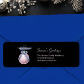 Elegant Black Ornament Return Address – Holiday ラベル