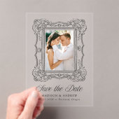 Elegant Black Ornate Frame Wedding Save the Date アクリル招待状 (インサイチュ (ポータブル))