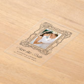 Elegant Black Ornate Frame Wedding Save the Date アクリル招待状 (レイダウン)