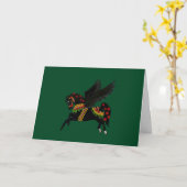 Elegant Black Pegasus Vintage-Style Holiday  Card カード (黄色い花)