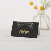 Elegant Black Personalized Folded Place Card プレイスカード (正面)