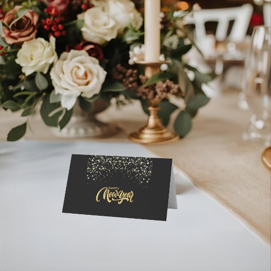Elegant Black Personalized Folded Place Card プレイスカード