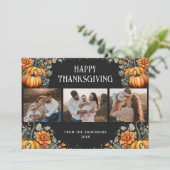 Elegant Black Photo Happy Thanksgiving Card シーズンカード (スタンド正面)