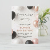 Elegant Black Pink Balloon Party 招待状 (スタンド正面)