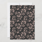 Elegant Black Pink Frame Floral Wedding 招待状 (裏面)
