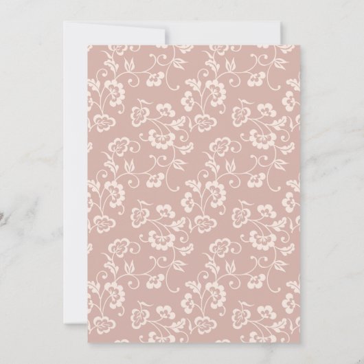 Elegant Black Pink Frame Floral Wedding 招待状 (裏面)