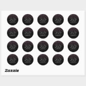 Elegant Black & Pink Glitter Thank You Sticker ラウンドシール (シート)