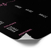 Elegant Black Pink Salon Price List Service Menu ポスター (角)
