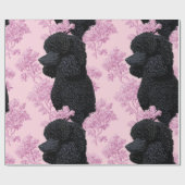 Elegant Black Poodle Botanical Wrapping Paper ラッピングペーパー (フラット)