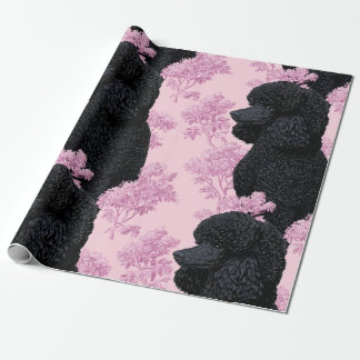 Elegant Black Poodle Botanical Wrapping Paper ラッピングペーパー