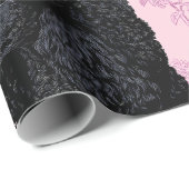 Elegant Black Poodle Botanical Wrapping Paper ラッピングペーパー (ロールコーナー)