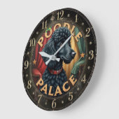 Elegant Black Poodle Dog ラージ壁時計 (傾斜)