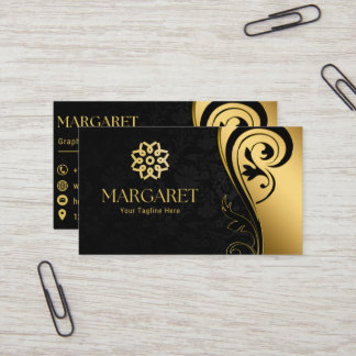Elegant Black Professional Business Card 名刺