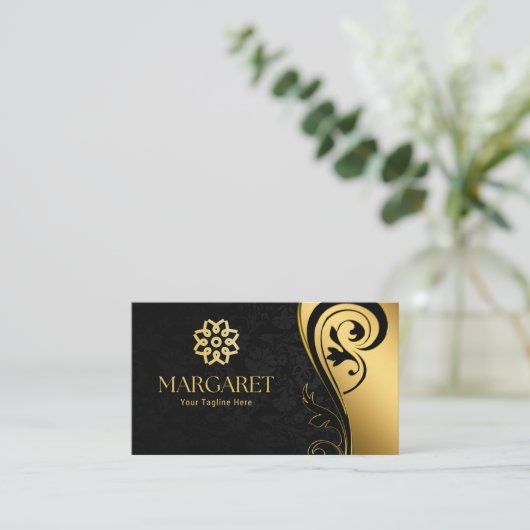 Elegant Black Professional Business Card 名刺 (スタンド正面)