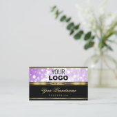 Elegant Black Purple Glitter Star Logo Gold Bodern 名刺 (スタンド正面)