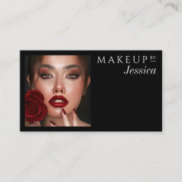 Elegant Black QR Code Social Icons Photo Makeup 名刺
