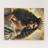 Elegant Black Queen Wearing Crown ジグソーパズル (横)