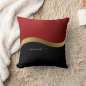 Elegant Black Red and Gold Personalized クッション (ブランケット)