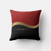 Elegant Black Red and Gold Personalized クッション (裏面)