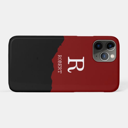 Elegant Black & red custom initial name Case-Mate iPhoneケース (裏面(横))