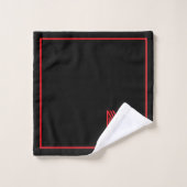 Elegant Black &Red Personalized Monogram  バスタオルセット (ウォッシュタオル)