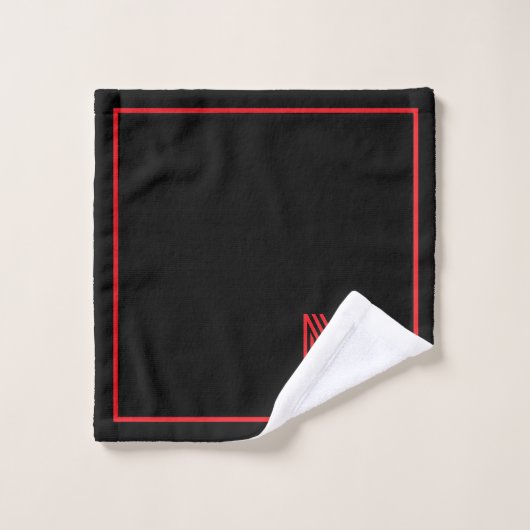 Elegant Black &Red Personalized Monogram バスタオルセット (ウォッシュタオル)