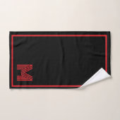 Elegant Black &Red Personalized Monogram  バスタオルセット (ハンドタオル)