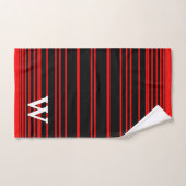 Elegant black &red stripes Pattern  monogram バスタオルセット (ハンドタオル)