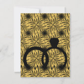 elegant black ring gold star flower 招待状 (正面)