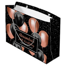 Elegant Black Rose Gold Balloon Birthday