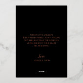 Elegant Black & Rose Gold Christmas Photo 箔シーズンカード (裏面)