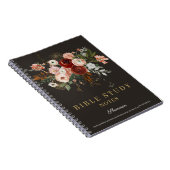Elegant Black Rose Gold Floral Custom Bible Study ノートブック (右側)