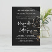 Elegant Black Rose with Gold Accents Wedding 招待状 (スタンド正面)